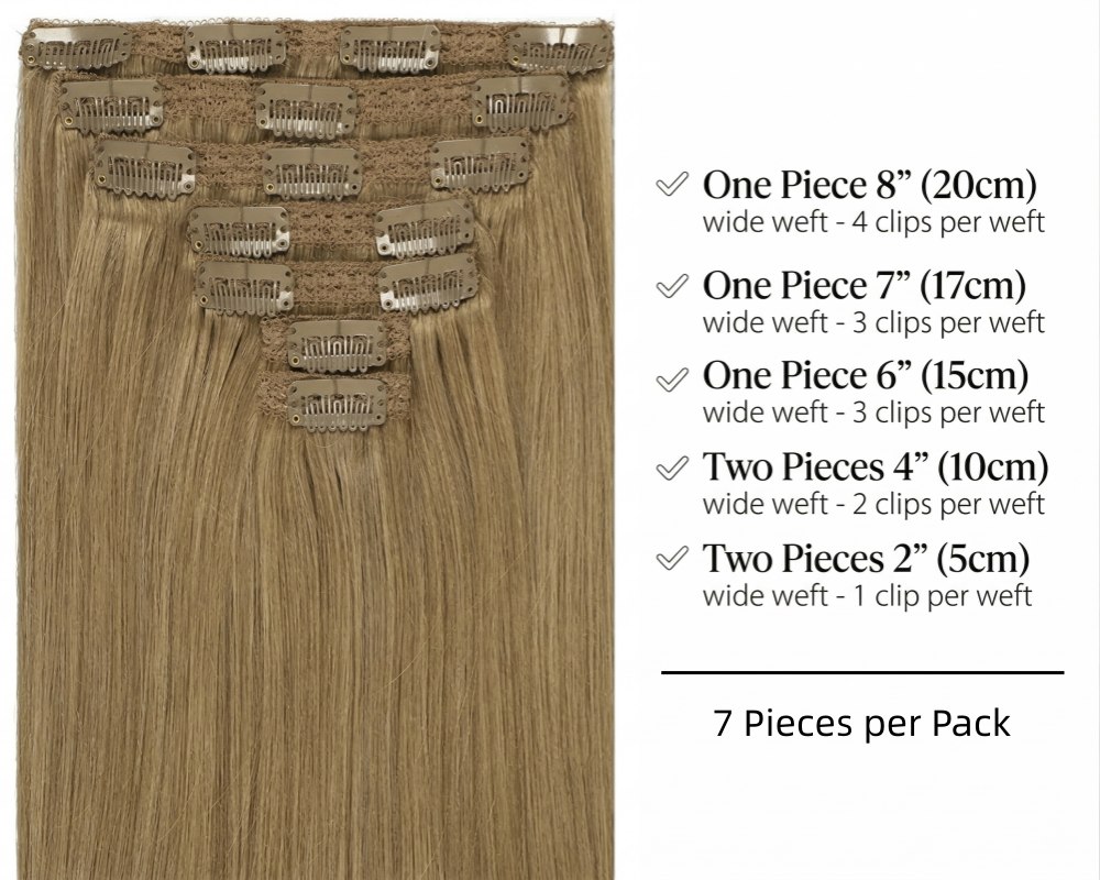 Light Brown Clip in Hair Extensions | 100% Human Hair