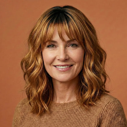 Luxury & Undetectable Natural Wavy Hair Topper With Bangs for Thinning Hair - VIVACROWN