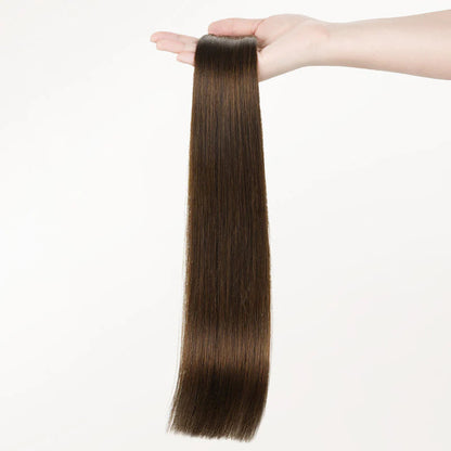 Human Hair Extensions Invisible Genius Weft Light Brown ( #6 )