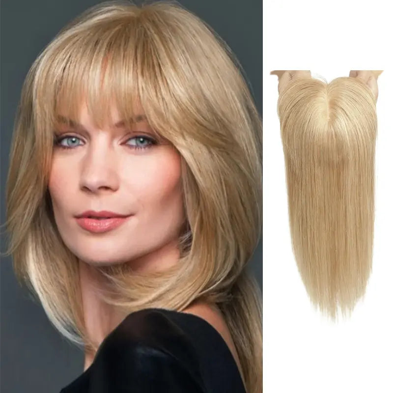 4.5''x5.5'' Premium Virgin Human Hair Toppers with Bangs,Seamless Wiglets for Thinning Hair & Instant Volume 我的商店