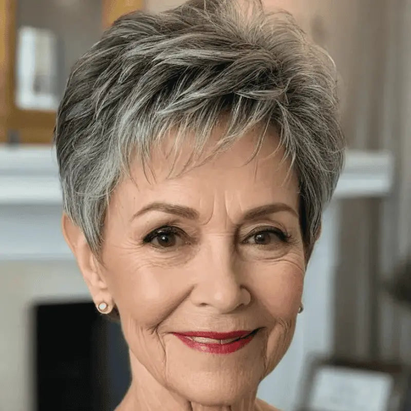 Short Pixie Cut Human Hair Topper with Bangs for Women - VIVACROWN