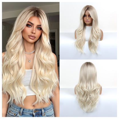 26 Inch Realistic Synthetic Long Wavy Middle Part Wig - Perfect for Daily/Party Use