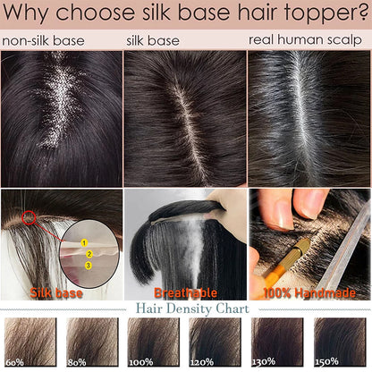 Straight Human Hair Toppers for Women Real Human Hair With Bangs, Hair Pieces for Thinning Hair Wiglets