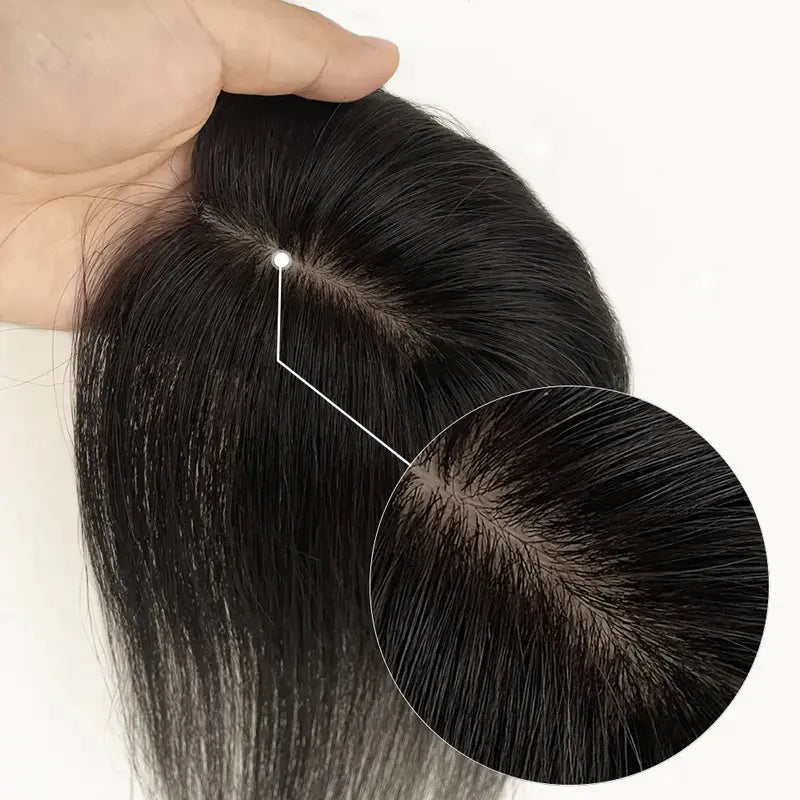薄毛の女性のためのプレミアムストレートヘアトッパー - 瞬時にボリュームとカバー力を追加