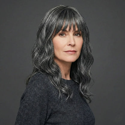 Luxury & Undetectable Natural Wavy Hair Topper With Bangs for Thinning Hair - VIVACROWN