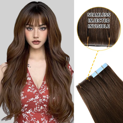 Extensiones de cabello humano virgen, invisibles, anudadas a mano, sin costuras, 20 unidades 