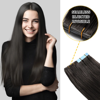 Extensiones de cabello humano virgen, invisibles, anudadas a mano, sin costuras, 20 unidades 