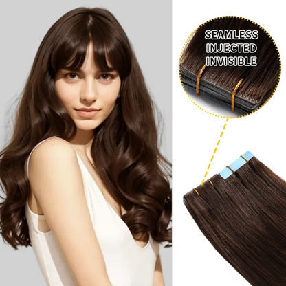 Extensiones de cabello humano virgen, invisibles, anudadas a mano, sin costuras, 20 unidades 