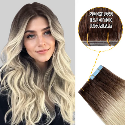 Extensiones de cabello humano virgen, invisibles, anudadas a mano, sin costuras, 20 unidades 