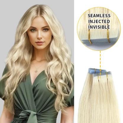 Extensiones de cabello humano virgen, invisibles, anudadas a mano, sin costuras, 20 unidades 