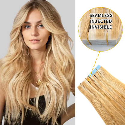 Extensiones de cabello humano virgen, invisibles, anudadas a mano, sin costuras, 20 unidades 
