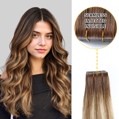 Extensiones de cabello humano virgen, invisibles, anudadas a mano, sin costuras, 20 unidades 