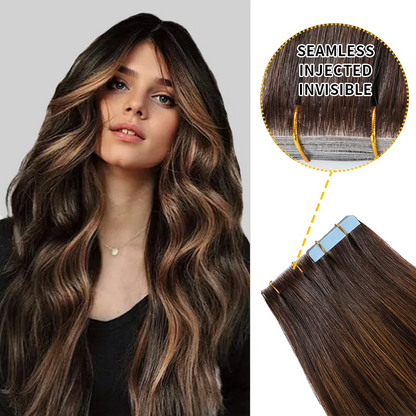 Extensiones de cabello humano virgen, invisibles, anudadas a mano, sin costuras, 20 unidades 