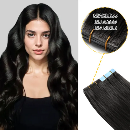 Extensiones de cabello humano virgen, invisibles, anudadas a mano, sin costuras, 20 unidades 