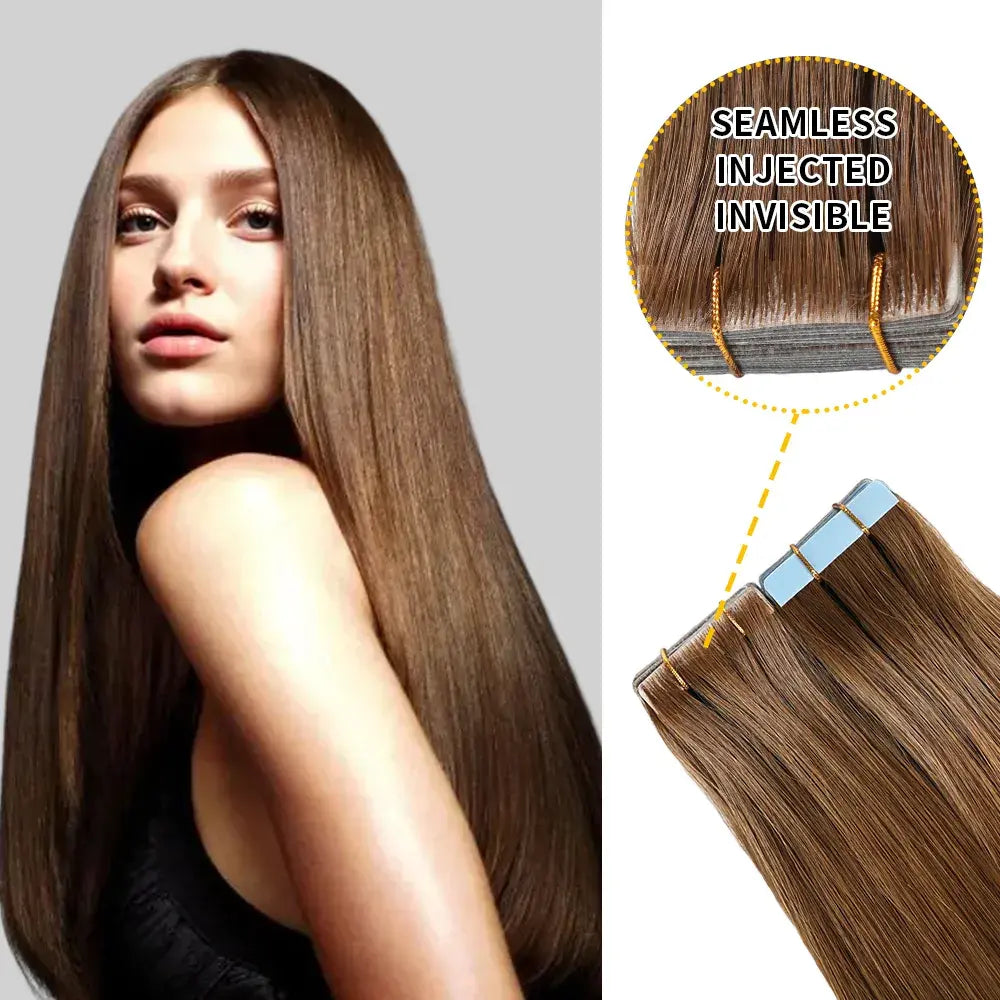 Seamless Hand-Tied Invisible Tape In Hair Extension 20Pcs Virgin Human Hair 我的商店