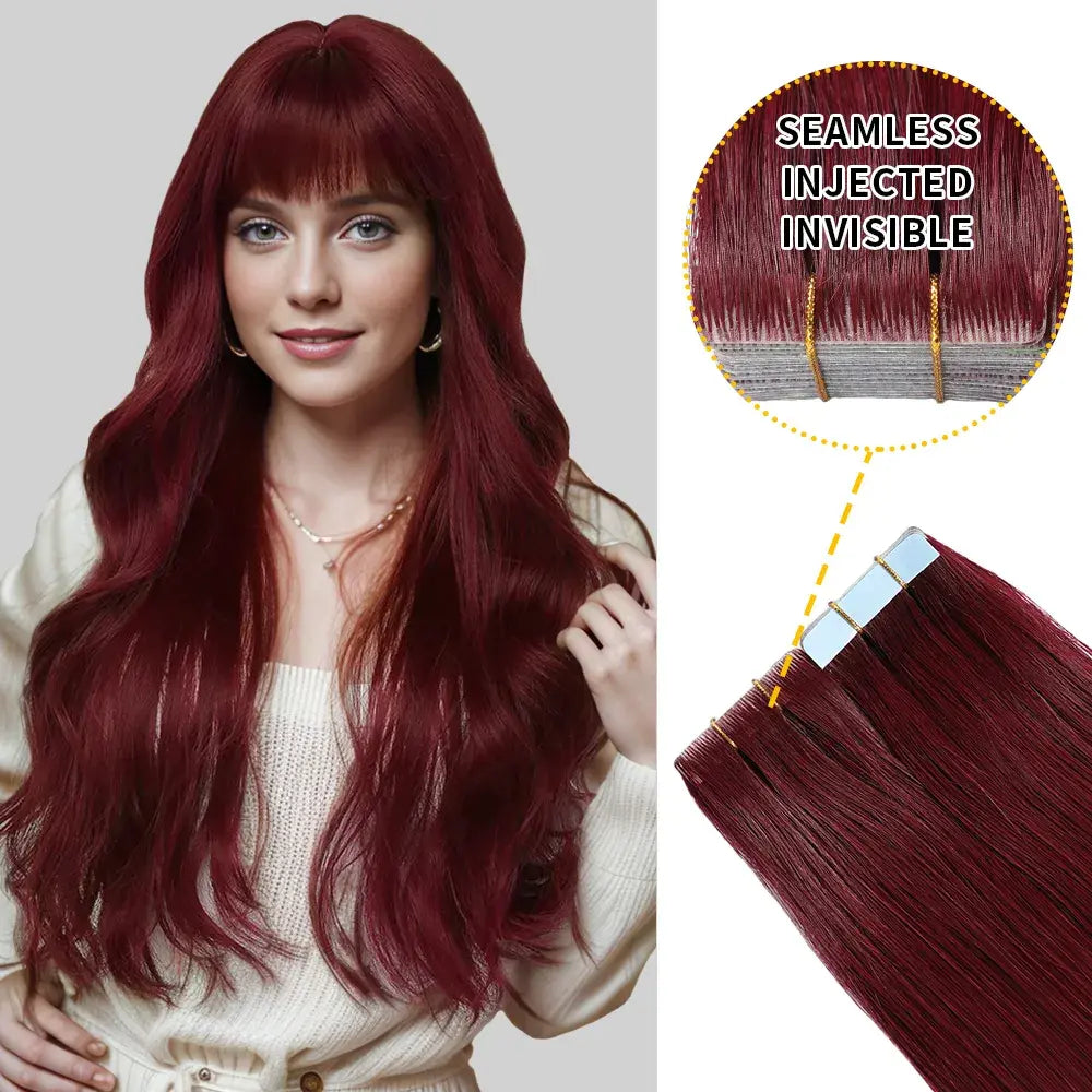 Seamless Hand-Tied Invisible Tape In Hair Extension 20Pcs Virgin Human Hair 我的商店