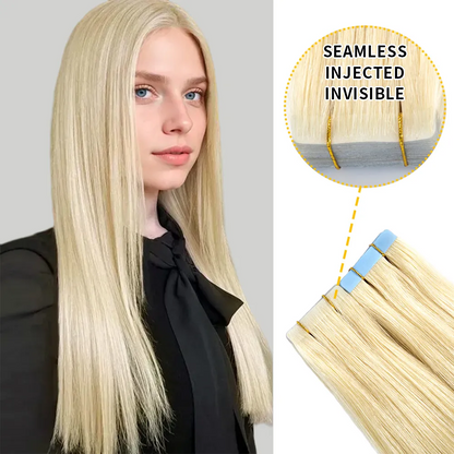 Extensiones de cabello humano virgen, invisibles, anudadas a mano, sin costuras, 20 unidades 
