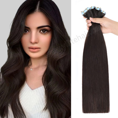 Extensiones de cabello humano virgen, invisibles, anudadas a mano, sin costuras, 20 unidades 