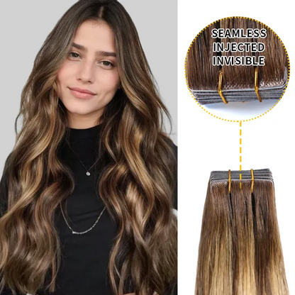 Extensiones de cabello humano virgen, invisibles, anudadas a mano, sin costuras, 20 unidades 