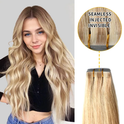 Extensiones de cabello humano virgen, invisibles, anudadas a mano, sin costuras, 20 unidades 