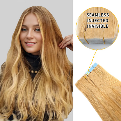 Extensiones de cabello humano virgen, invisibles, anudadas a mano, sin costuras, 20 unidades 