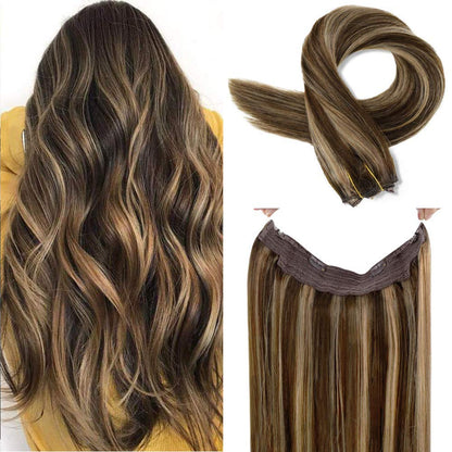 Remy Human Halo Hair Extensions Natural Hidden Wire