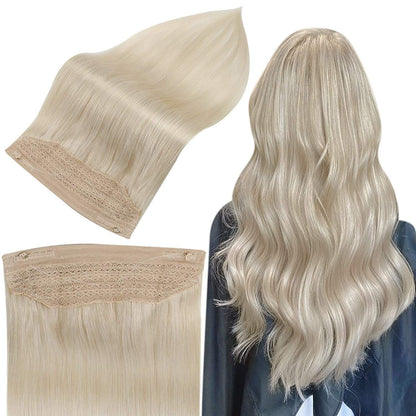Remy Human Halo Hair Extensions Natural Hidden Wire