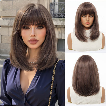 14 INCH Synthetic Wig with Bangs | Natural Look & Heat Resistant