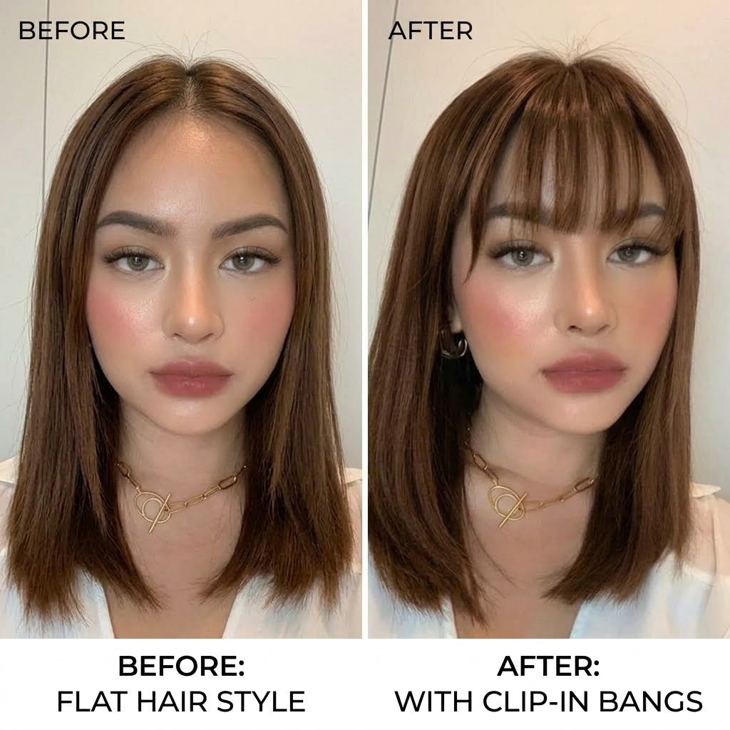 5"  Human Hair Seamless Clip-in Fringe Bangs