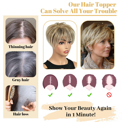 🔥2025年ホットセール 薄毛の女性向けリアルショートヘアトッパー