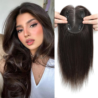 スイスベース ストレート 人毛 トッパー レディース 本物の人毛 前髪なし 薄毛用ウィグレット ヘアピース