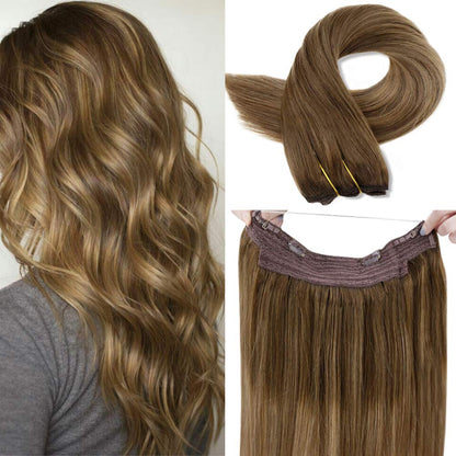 高品質のヘイローヘアエクステンション ナチュラル隠しワイヤー 調節可能な透明ワイヤー