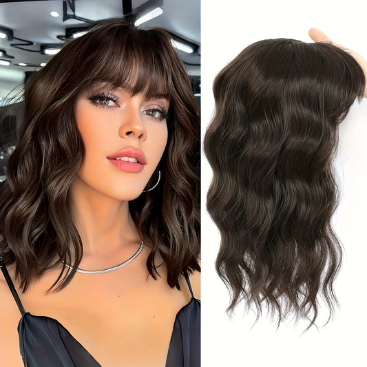 夏に使える通気性のあるナチュラルウェーブヘアトッパー（前髪付き）薄毛の女性向け