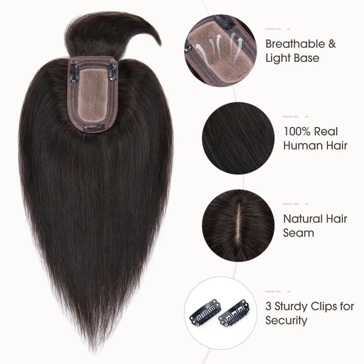 2025 New High-quality Straight Hair Topper With Bangs For Women With Thinning Hair