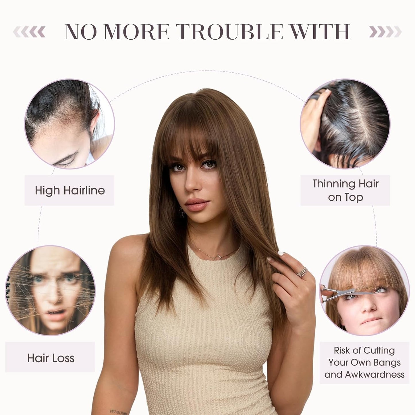 2025 New High-quality Straight Hair Topper With Bangs For Women With Thinning Hair
