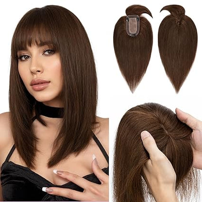 2025 New High-quality Straight Hair Topper With Bangs For Women With Thinning Hair
