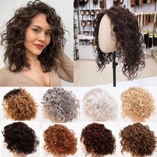 薄毛の女性のためのナチュラルカーリーヘアトッパー