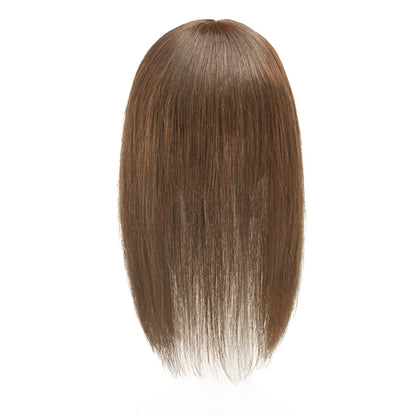 Full Hand-tied Mono Base Hair Topper NO Bangs Clip-in Thick Hairpiece for Women