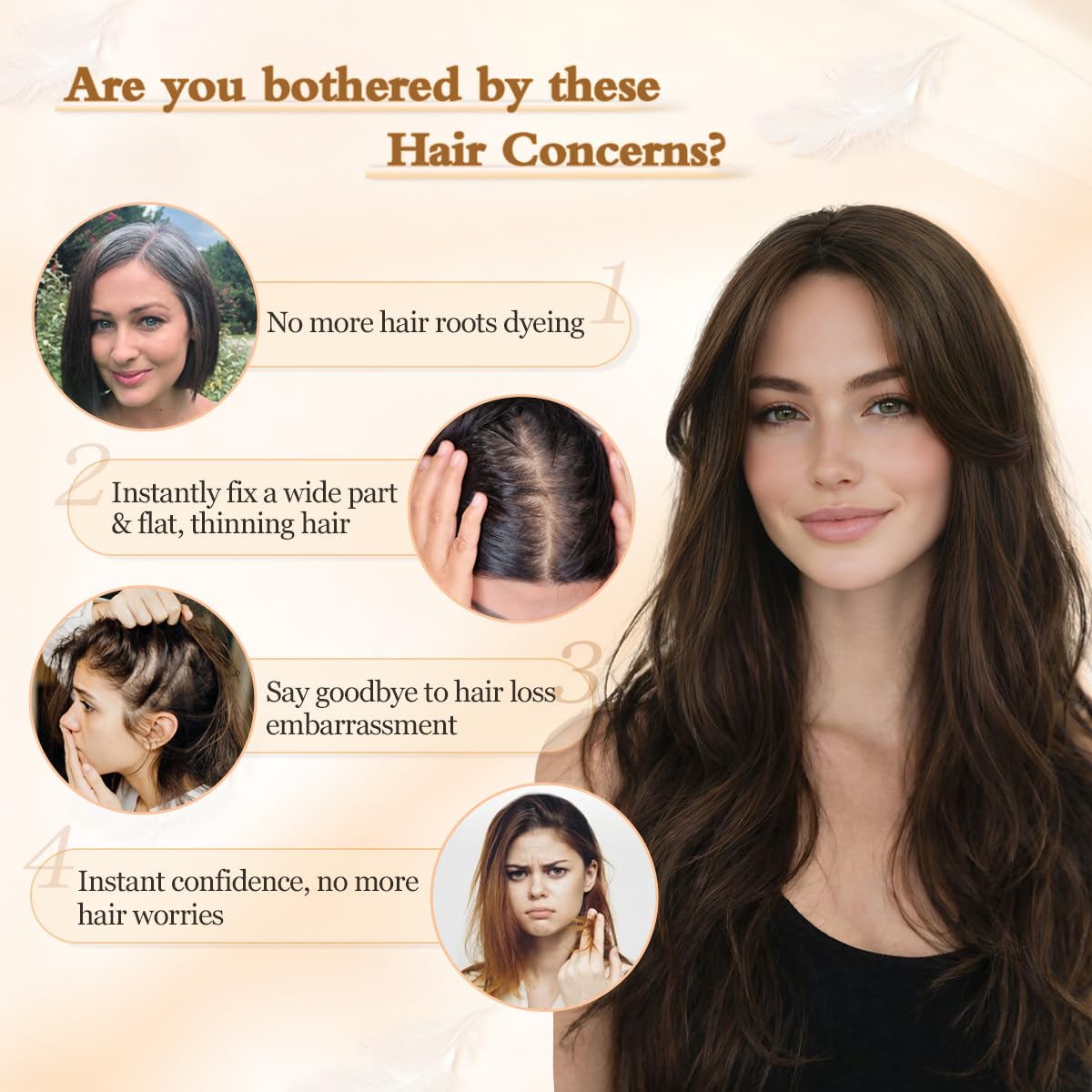 Seamless Wavy Hair Topper for Women – Natural Hairline & Crown Volume