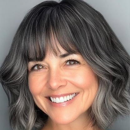 薄毛対策に！前髪付きプレミアムウェーブヘアトッパー（ホットセール） - 自然なボリュームのある人毛