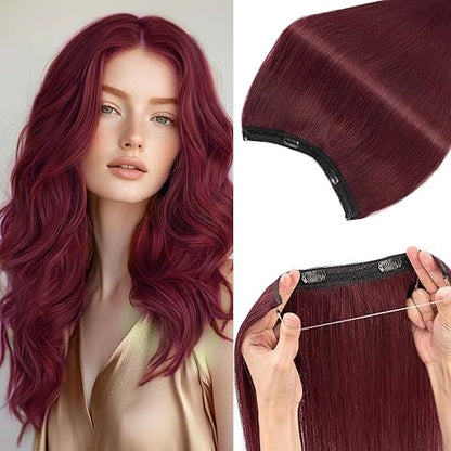 VIVACROWN Signature Hybrid Halo Extensions - Secure Clips & Invisible Wire - Natural Look Fiber for Instant Volume