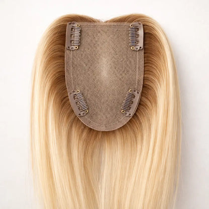 3"×5" Blonde Ombre Balayage Human Hair Topper for Women 我的商店
