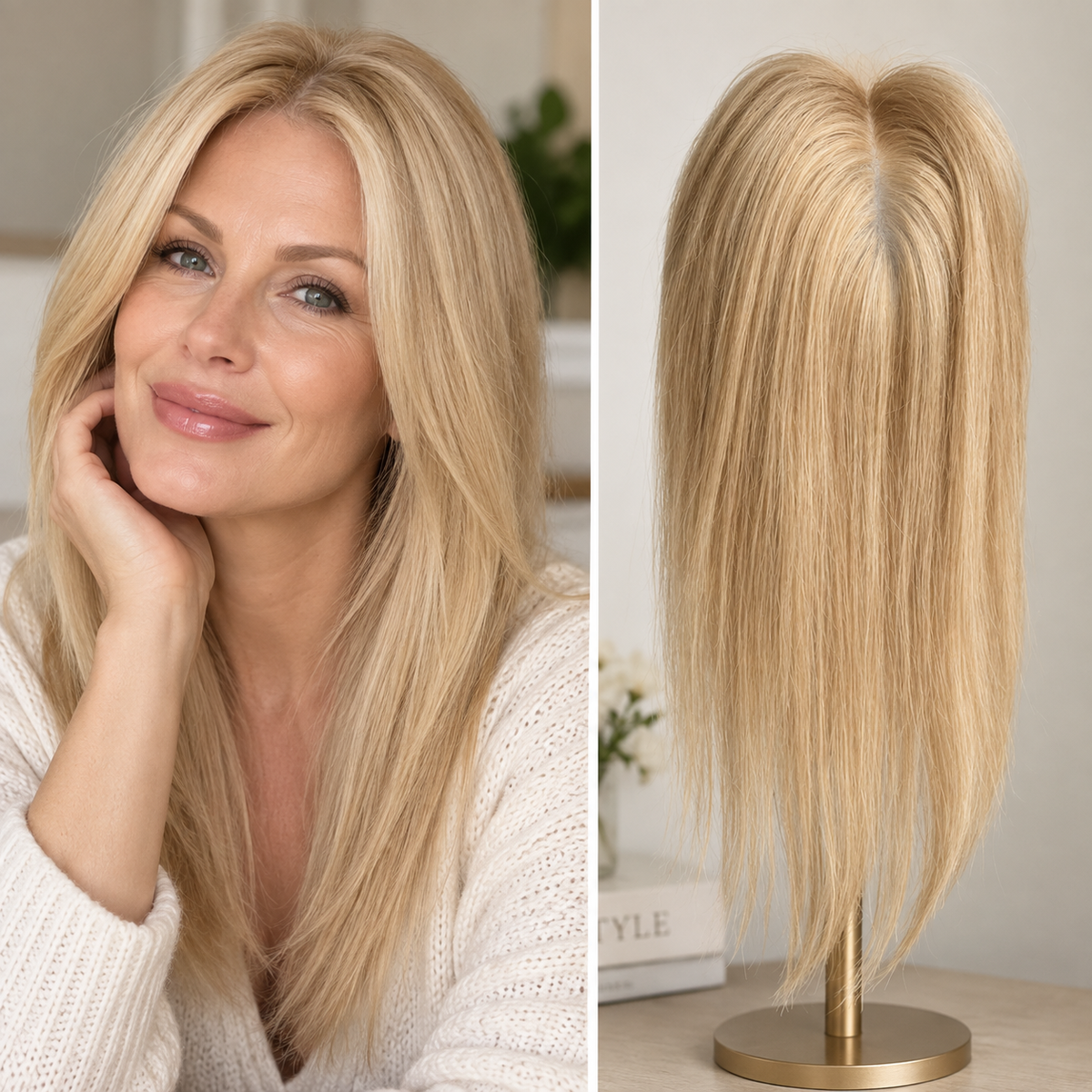 10×12 cm Mono Base Short Straight Human Hair Topper