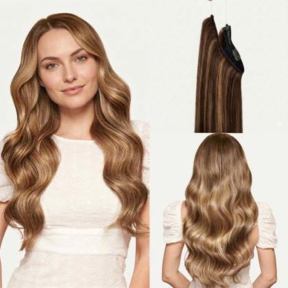 100% Human Hair Halo Extensions - #4p/27