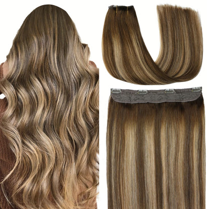 VIVACROWN Signature Hybrid Halo Extensions - Secure Clips & Invisible Wire - Natural Look Fiber for Instant Volume