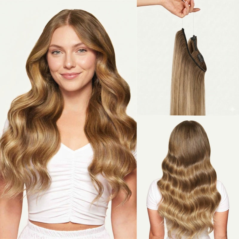 100% Human Hair Halo Extensions - Light Gray