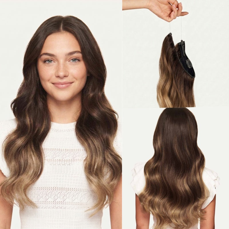 100% Human Hair Halo Extensions - #4p/27