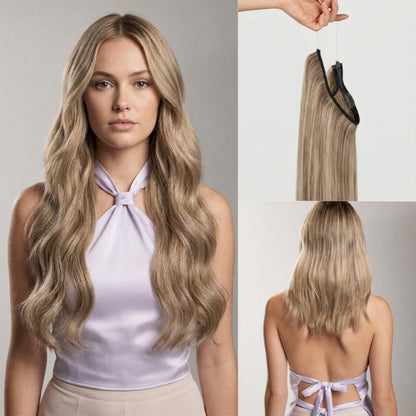 100% Human Hair Halo Extensions - #4p/27