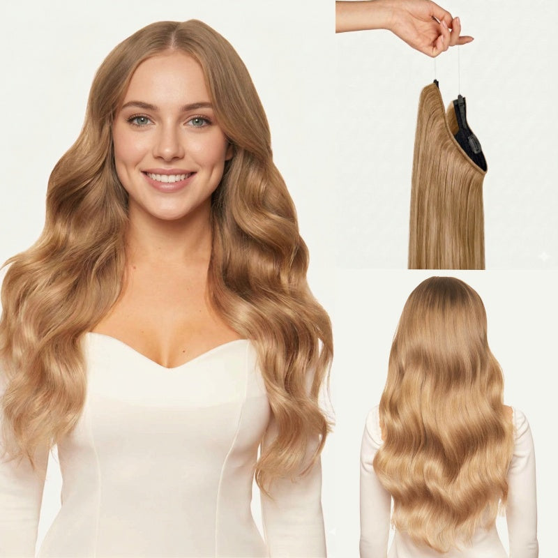 100% Human Hair Halo Extensions - #4p/27