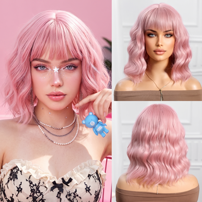 Halloween Green Medium Short Wig — Vibrant Short Hair Full Head Cover for Cosplay & Parties